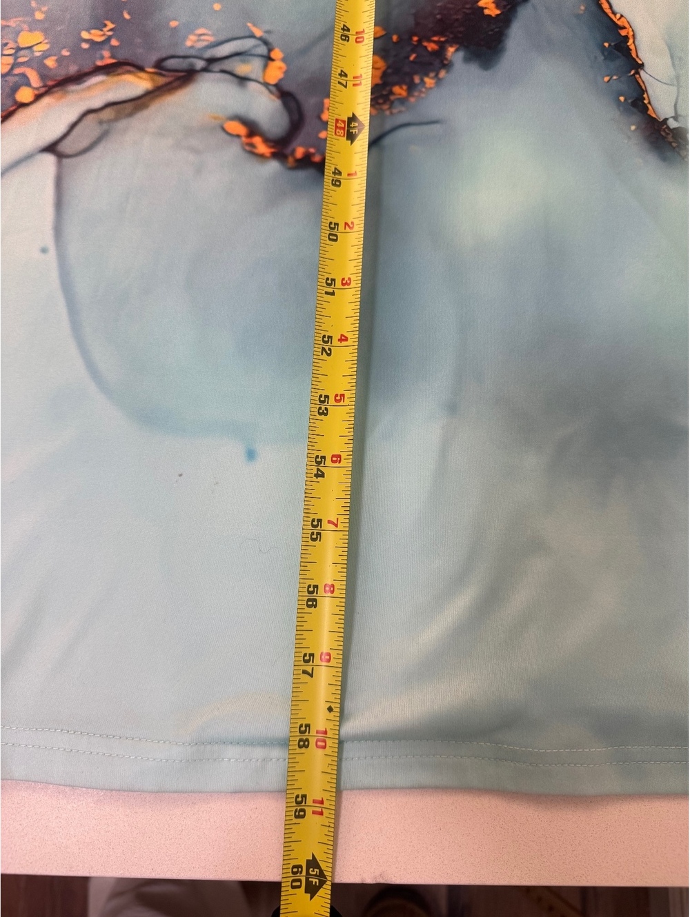 Long Sleeve Maxi Dress with Abstract Aqua and Gold Print - Picture 6 of 13